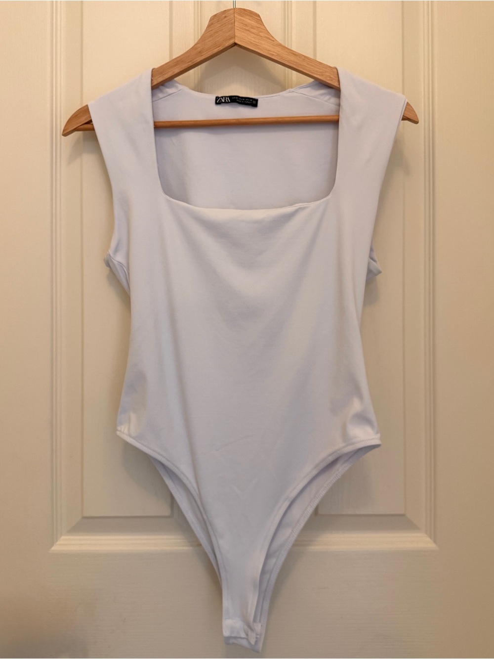 ZARA White Square-Neck Bodysuit One Piece